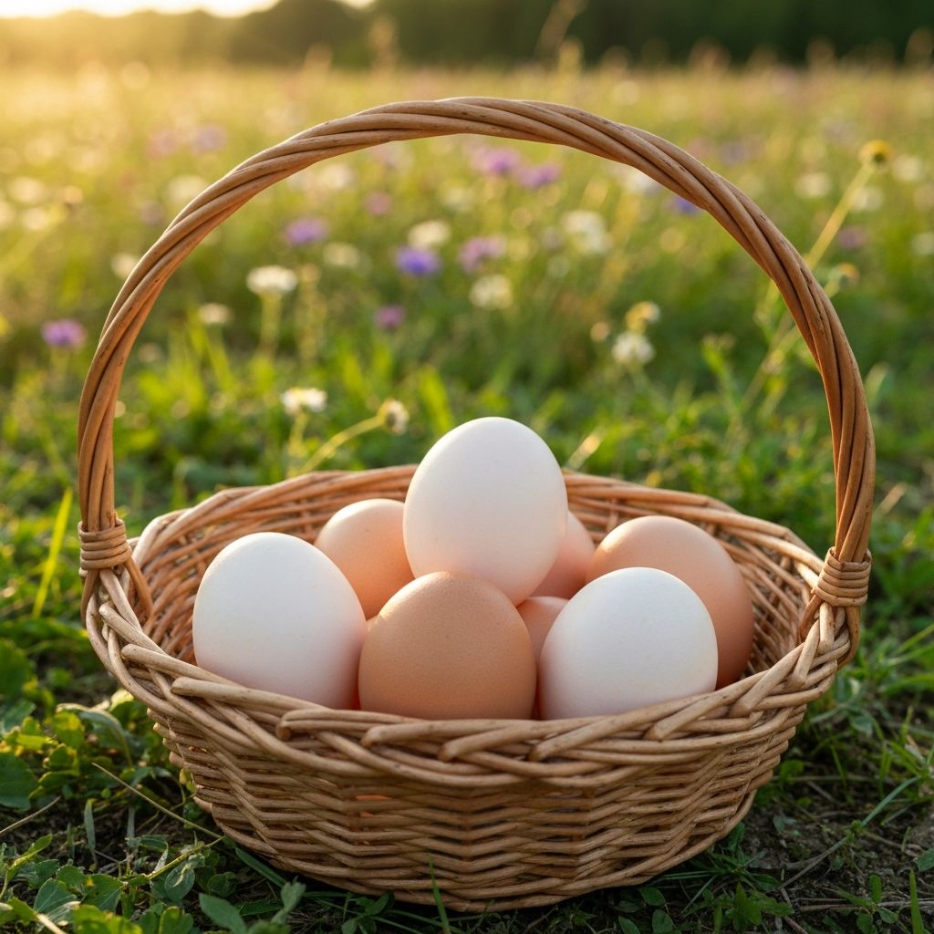 Farm fresh desi organic eggs in basket